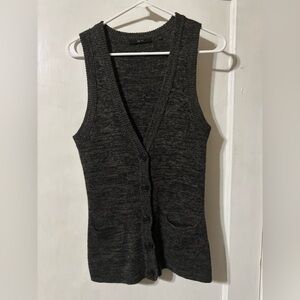 Cue Knit Women’s Grey Brown Button up Vest 50% wool in Size Medium